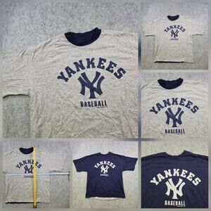 VTG New York Yankees T Shirt Mens MLB Baseball Reversible Double Side 90s XL 2XL